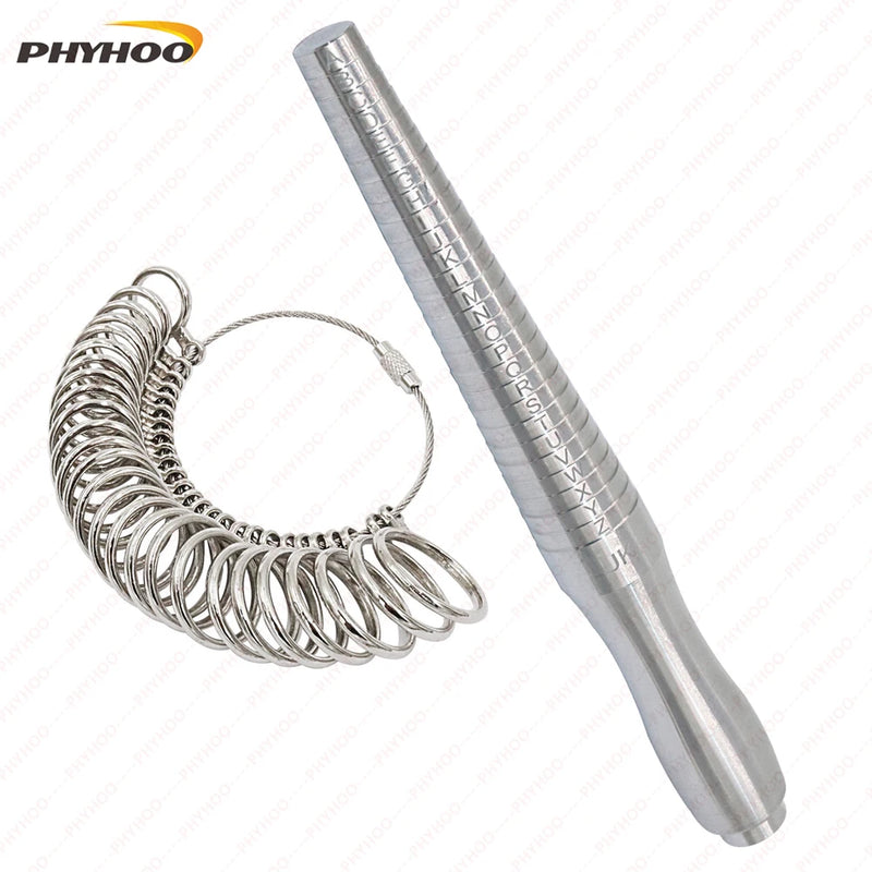 Metal Ring Sizer Mandrel Rings Size Measure Tool Finger Gauge Kit Jewellery