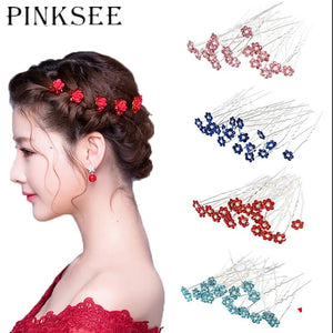 Bridal Wedding Hair Pins Rose Flower Crystal Hair Clips Women Jewelry Gift