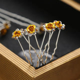 Bridal Wedding Hair Pins Rose Flower Crystal Hair Clips Women Jewelry Gift