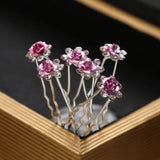 Bridal Wedding Hair Pins Rose Flower Crystal Hair Clips Women Jewelry Gift