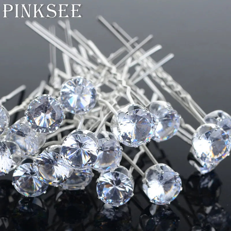 20PCS Round Crystal Rhinestone Hair Pins Wedding Bridal Accessories Hair Clip