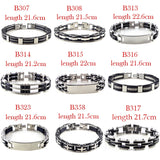 PINKSEE Men Steel Link Chain Bracelet Biker Wristband Silicone Gift