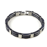 PINKSEE Men Steel Link Chain Bracelet Biker Wristband Silicone Gift