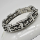 PINKSEE Men Steel Link Chain Bracelet Biker Wristband Silicone Gift
