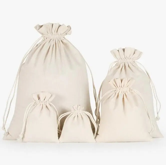 Organic Muslin Pouch Cotton Drawstring Bag Small Linen Jewelry Bag