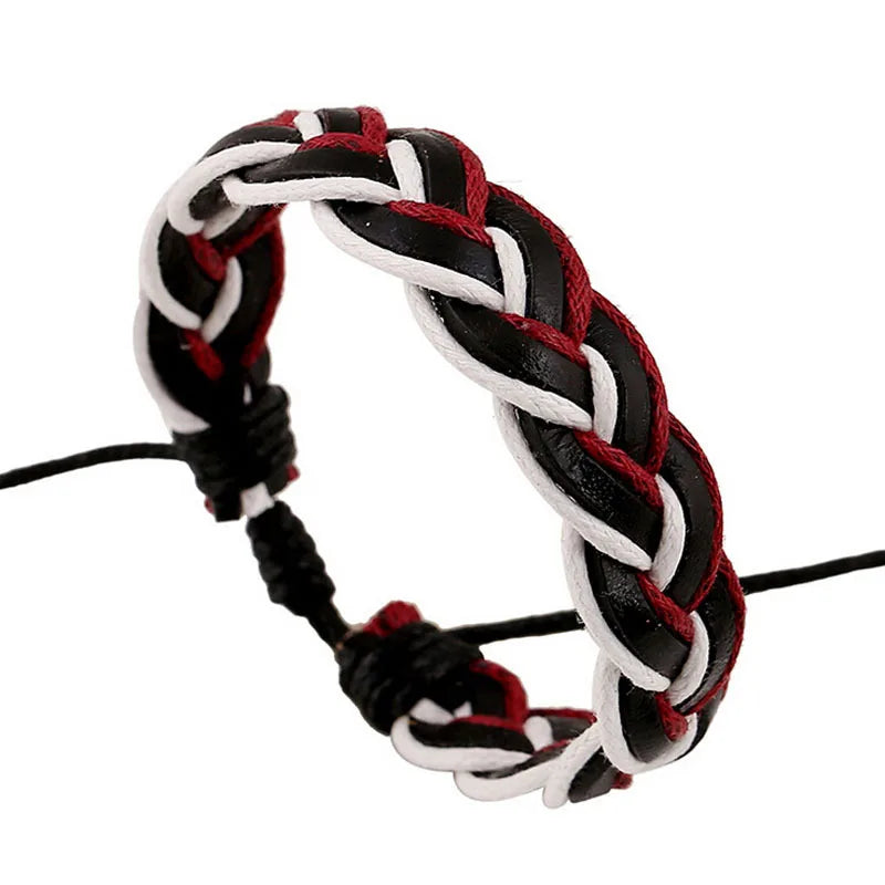 PK0418 Colorful Diy Braided Leather Bracelet Teen Boys Girls Gift