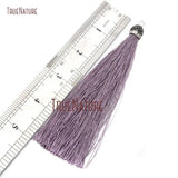 20Pcs Grey Aluminium Silk Pendant Rhinestone Paved Tassel Pendant