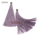 20Pcs Grey Aluminium Silk Pendant Rhinestone Paved Tassel Pendant