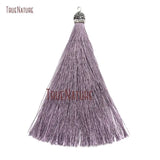 20Pcs Grey Aluminium Silk Pendant Rhinestone Paved Tassel Pendant