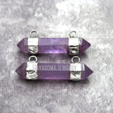 Purple Amethyst Crystal Pendant Double Terminated Point Hexagon Faceted
