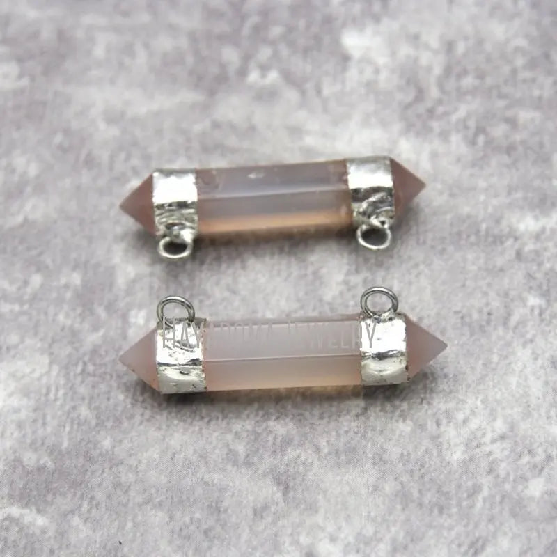 Gray Agate Soldered Hexagon Pendant