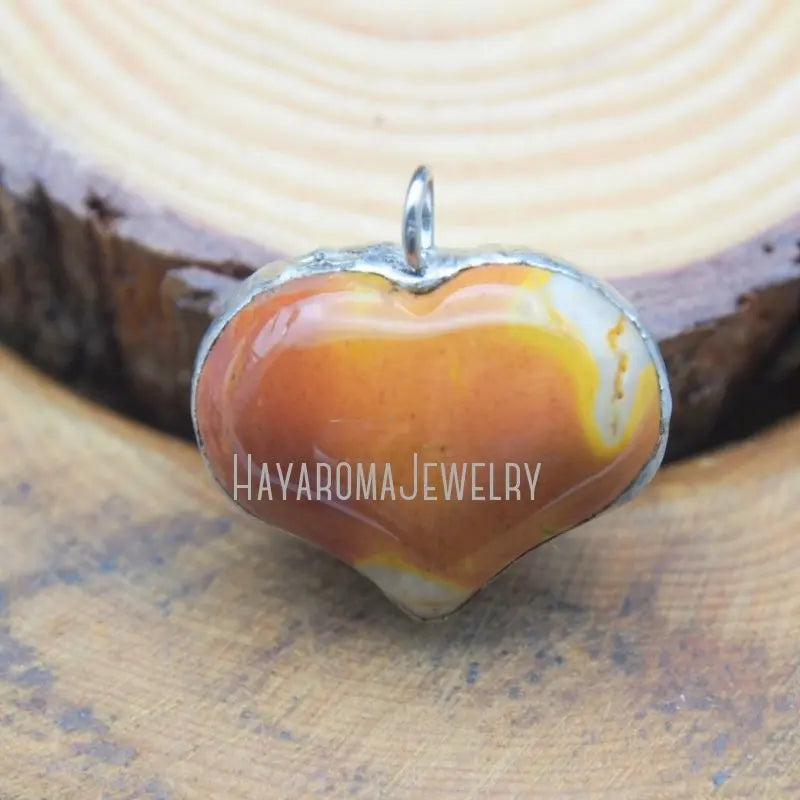 Copper Heart Pendant Mookaite Soldered Jewelry