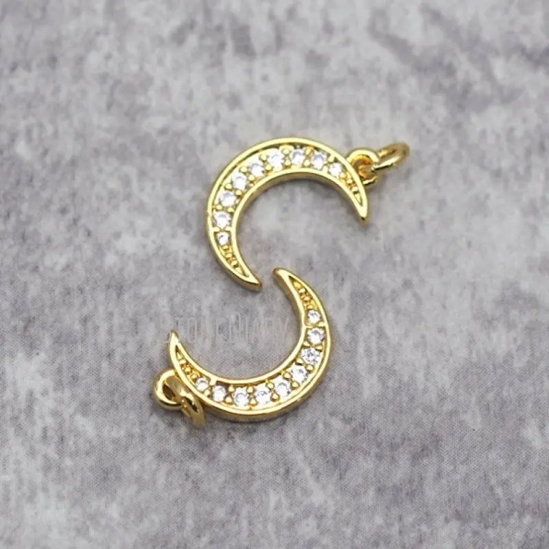 Crescent Moon Pendant CZ Rhinestone Copper Jewelry