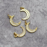 Crescent Moon Pendant CZ Rhinestone Copper Jewelry