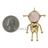 Rose Quartz Spaceman Pendant Plated Crystal Soldered