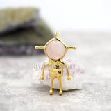 Rose Quartz Spaceman Pendant Plated Crystal Soldered