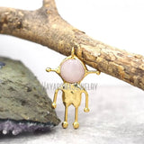 Rose Quartz Spaceman Pendant Plated Crystal Soldered