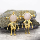 Rose Quartz Crystal Plated Spaceman Pendant