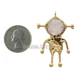 Rose Quartz Crystal Plated Spaceman Pendant