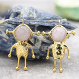 Rose Quartz Crystal Plated Spaceman Pendant