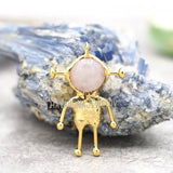 Rose Quartz Crystal Plated Spaceman Pendant