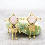 Rose Quartz Crystal Plated Spaceman Pendant