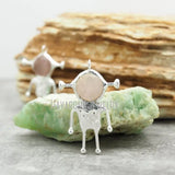 Silver Plated Crystal Pendant Rose Quartz Spaceman