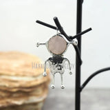Silver Plated Crystal Pendant Rose Quartz Spaceman