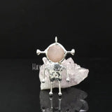 Silver Plated Crystal Pendant Rose Quartz Spaceman