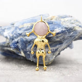 Rose Quartz Crystal Pendant Spaceman Plated