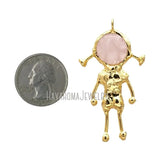 Rose Quartz Crystal Pendant Spaceman Plated