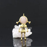 Rose Quartz Crystal Pendant Spaceman Plated