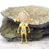 Rose Quartz Crystal Pendant Spaceman Plated