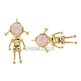 Rose Quartz Crystal Pendant Spaceman Plated