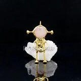 Rose Quartz Crystal Spaceman Pendant Plated Soldered Jewelry