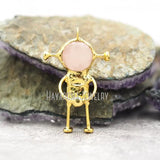 Rose Quartz Crystal Spaceman Pendant Plated Soldered Jewelry