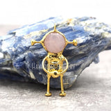 Rose Quartz Crystal Spaceman Pendant Plated Soldered Jewelry
