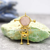 Rose Quartz Crystal Spaceman Pendant Plated Soldered Jewelry