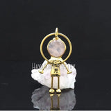 Plated Rose Quartz Crystal Pendant with Spaceman Design