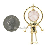 Plated Rose Quartz Crystal Pendant with Spaceman Design