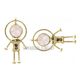 Plated Rose Quartz Crystal Pendant with Spaceman Design