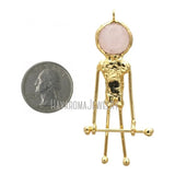 Rose Quartz Pendant Plated Soldered Spaceman Crystal Necklace