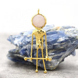 Rose Quartz Pendant Plated Soldered Spaceman Crystal Necklace