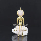 Rose Quartz Pendant Plated Soldered Spaceman Crystal Necklace