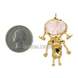 Plated Rose Quartz Crystal Spaceman Pendant