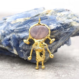Plated Rose Quartz Crystal Spaceman Pendant