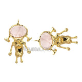 Plated Rose Quartz Crystal Spaceman Pendant