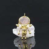 Plated Rose Quartz Crystal Spaceman Pendant