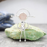 Rose Quartz Spaceman Pendant Silver Plated Soldered Jewelry