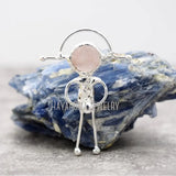 Rose Quartz Spaceman Pendant Silver Plated Soldered Jewelry